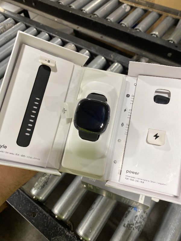 Photo 1 of Fitbit Sense 2 Advanced Health and Fitness Smart Watch (Grey/Graphite) with Manage Stress, ECG, SpO2, GPS, 2 Sizes Bands, Bundle with Charger Dock, Wall Adapter, 2 Screen Protectors & PremGear Cloth