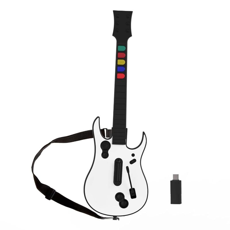 Photo 1 of NBCP Guitar Hero Guitar, Wireless PC Guitar Hero Controller for PlayStation 3 PS3 with Dongle for Clone Hero, Rock Band Guitar Hero Games White