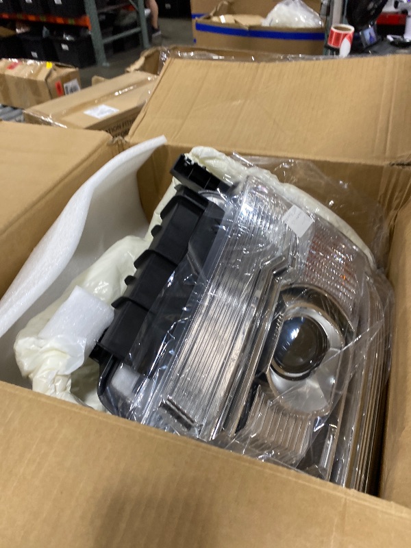 Photo 1 of Headlight Assembly Compatible with GMC Sierra 2014-2018 1500 | 2015-2019 2500HD/3500HD Base/Denali/SLE/SLT, Halogen Headlamp Replacement W/O LED DRL, With Bulbs, Chrome Housing White Reflector