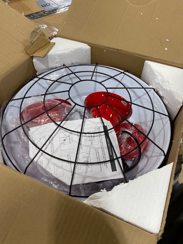 Photo 1 of HOLOHATAL Red Large Pendant Lights Kitchen Island, 18.1 Inch Farmhouse Pendant Light, Industrial Pendant Light with Wire Cage, Kitchen Cage Light 2 Pack, Island Pendant Lights for Kitchen Dining Room