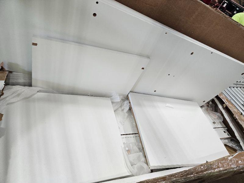 Photo 1 of ** Stock photo for reference only actual color white and brown ** Modern LED 6 Drawer Dresser for Bedroom, White Large Chest of Drawers with Hidden Handles, Long Double Wooden Dresser Closet for Living Room, Entryway, Hallway - White