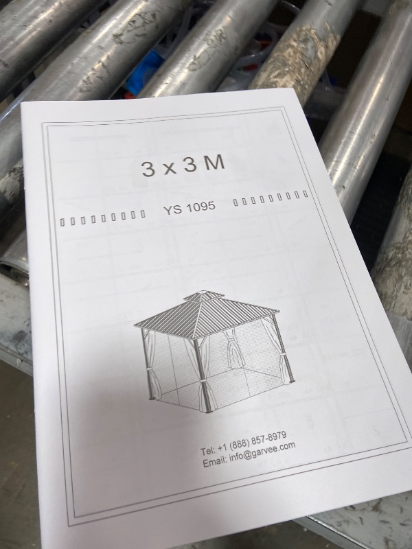 Photo 1 of 10'x10' Hardtop Gazebo, Heavy Duty Aluminum Permanent Hardtop Gazebo Outdoor Pavilion with Curtains and Netting for Garden (Khaki, 10'x10')