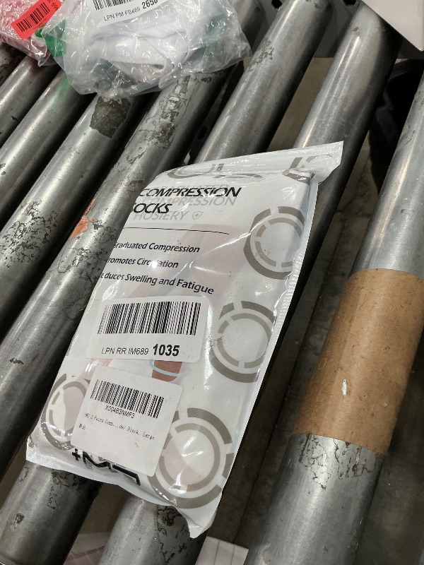 Photo 1 of +MD 2 Pairs Compression Socks for Women & Men Medical Grade 20-30 mmHg, Open-Toe knee High Stocking, Support for edema, Varicose Veins, Nude/ Black, Large