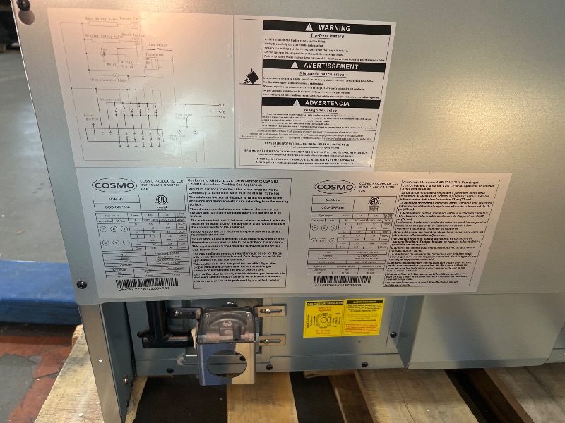 Photo 1 of ***PARTS ONLY**COSMO GRP366 36 in. Vista Collection 4.5 cu. ft. Gas Range, 6 Burners, Convection Oven, LED Light Panel in Modern Stainless Steel ( Pleas Read Clerks Notes)