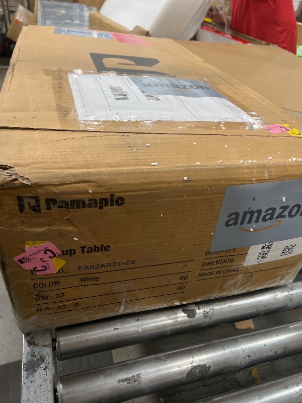 Photo 1 of ***SEE NOTES***Pamapic Glass Top Vanity Desk with Crystal Handles, 11 Drawers Makeup Vanity with Mirror and Stool, 3 Lighting Modes Dressing Table, Power Outlet, Silent Slides, White