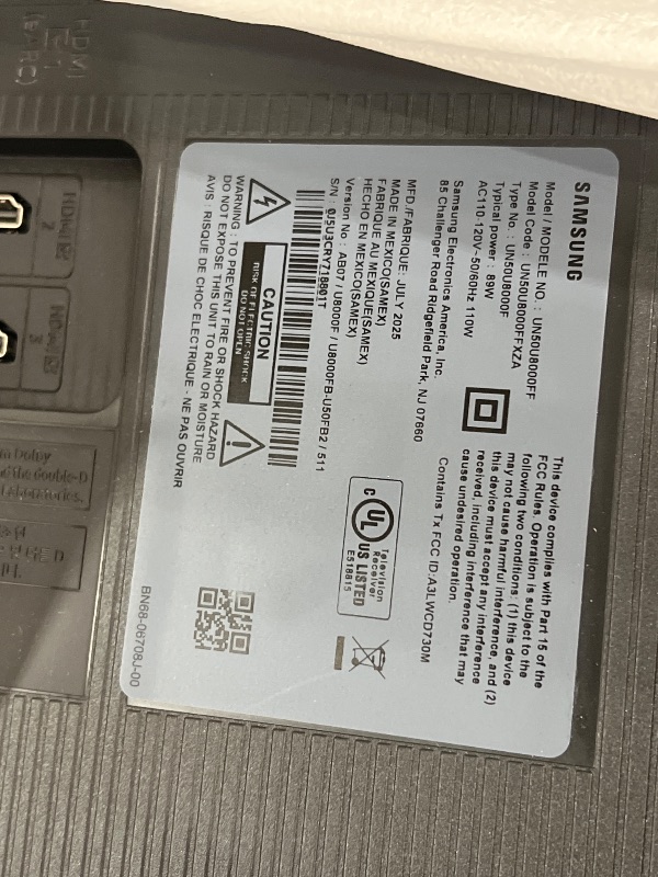 Photo 1 of ****************SCREEN BROKEN, NON-FUNCTIONAL, FINAL SALE*************
Samsung 50-Inch Class Crystal UHD U8000F 4K Smart TV (2025 Model) Endless Free Content, Crystal Processor 4K, MetalStream Design, Knox Security, Alexa Built-in