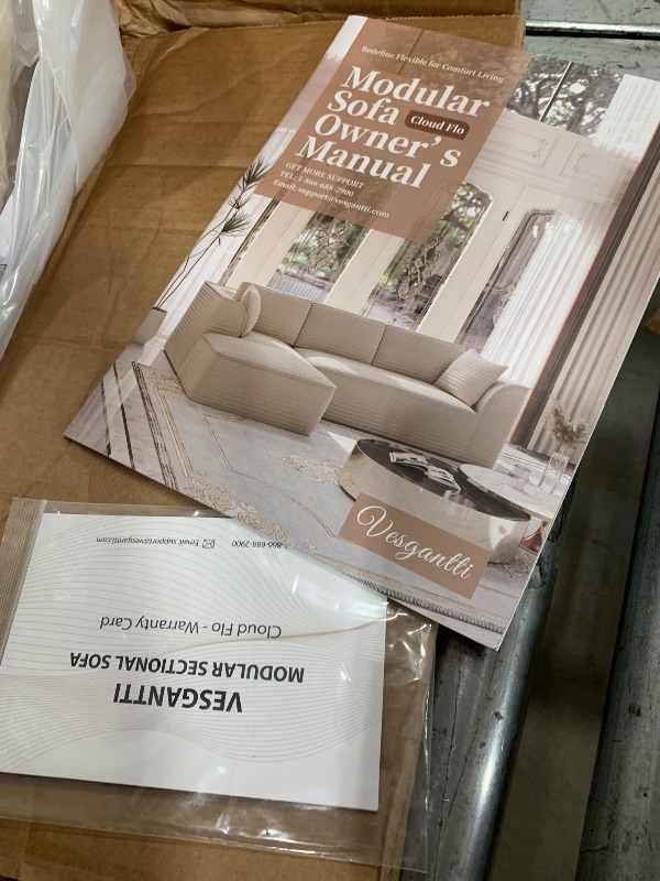 Photo 1 of **2 BOXES** Vesgantti 106" Cloud Couch Sectional Modular Sofa, Deep Seat Comfy Cloud Couch Chenille Memory Foam Sofa Modular Couches for Living Room Bedroom, No Assembly Required (Beige, Left-Facing Chaise)
