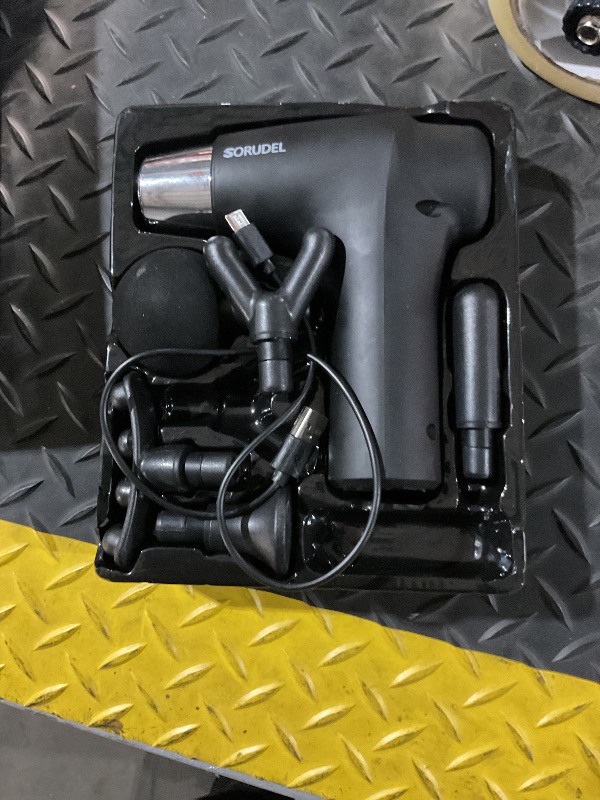 Photo 1 of ***ITEM MAY HAVE ISSUES WITH FUNCTIONALITY

SORUDEL Massage Gun Deep Tissue Massage Gun for Back Pain Relief with 5 Heads 6speed Black