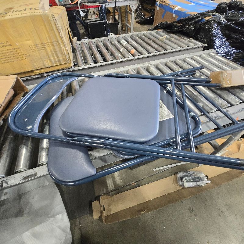 Photo 1 of **SEE PHOTOS** Flash Furniture Madison 5-Piece Vinyl Folding Card Table and Chairs Set, Navy