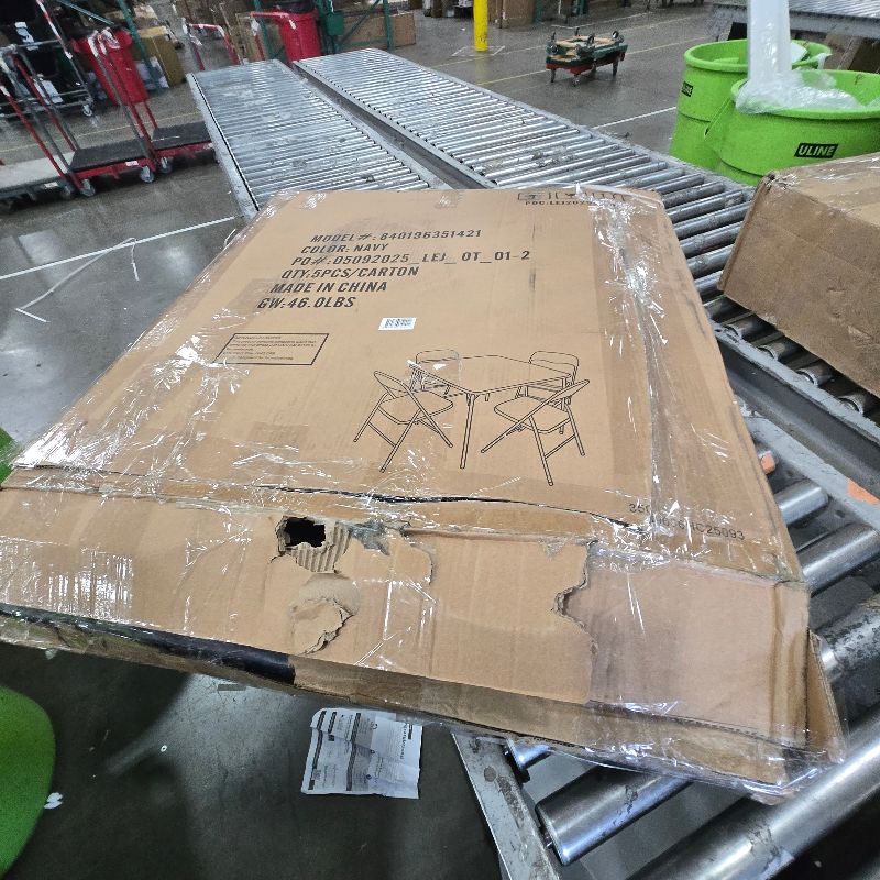 Photo 1 of **SEE PHOTOS** Flash Furniture Madison 5-Piece Vinyl Folding Card Table and Chairs Set, Navy