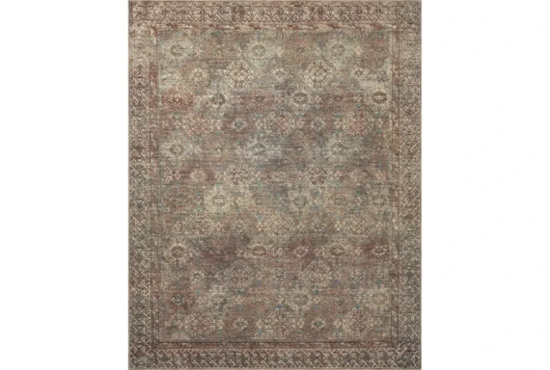 Photo 1 of  7'6" X 9'6" Rug-Billie Aqua Blue & Rust Red By Amber Lewis | Rectangle | Low Pile