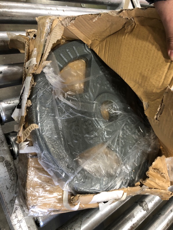 View 1 of ?35LB Pair?2" Cast Iron Weight Plates | (2 x 35LB) Black Plates with Silver Numbers | For Standard Barbell Bars & Home Gyms
