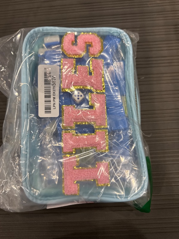 Photo 1 of *USED*Soulchen American Mahjong Tiles Accessories Set 160 Pieces 1.2 Inches American Mahjong Tiles Game Set with Waterproof PVC Clear Zippered Storage Holder Bag for Game Lover Gift (Light Blue)