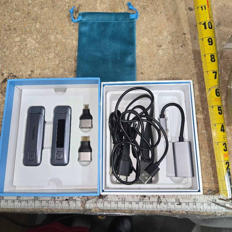 Photo 1 of **Damaged** FIGEBNY Wireless HDMI Transmitter and Receiver 4K Larger LED Screen Display, Wireless HDMI Extender Sender HD 5G 165FT Streaming Media Video/Audio/File for PC/Laptop/Projector/TV Box/Camera Gray