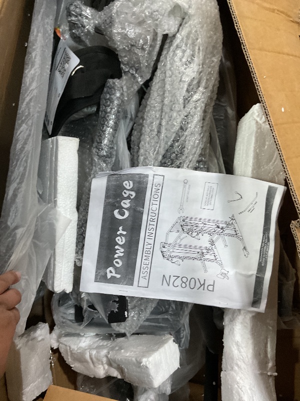 Photo 1 of *FINAL SALE// NO REFUNDS//PARTIAL SET* BOX 2 OF 2 ONLY** Power Cage Home Rack, 2000LB Squat Rack, Dual Pulley Cable Crossover System,Multi-Function Free Weight Gym Workout Machine with Bench Attachments Red
