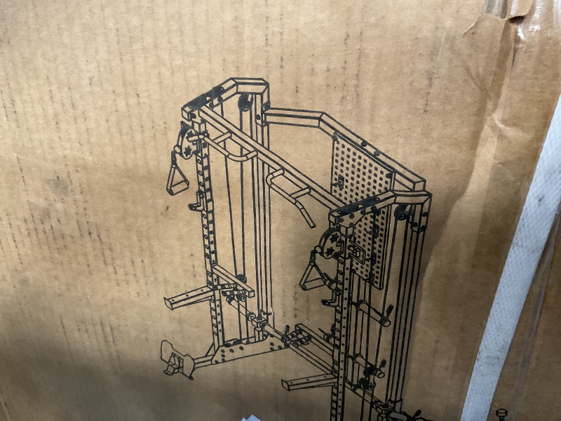 Photo 1 of *FINAL SALE// NO REFUNDS//PARTIAL SET* BOX 2 OF 2 ONLY** Power Cage Home Rack, 2000LB Squat Rack, Dual Pulley Cable Crossover System,Multi-Function Free Weight Gym Workout Machine with Bench Attachments Red
