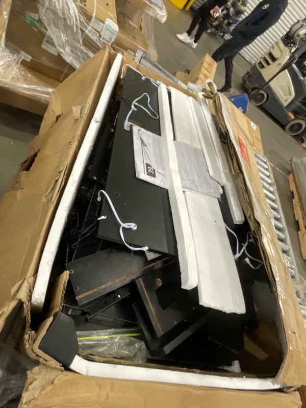 Photo 1 of **PARTS ONLY MISSING & DAMAGED PIECES , MIRROR INTACT*** DWVO Vanity Desk with Mirror, Large Makeup Table with Power Outlets, 11 LED Bulbs, 3 Adjustable Light Modes, 4 Drawers and Built-in Shelves, Hollywood Dressing Vanity Desk Set for Bedroom, Black