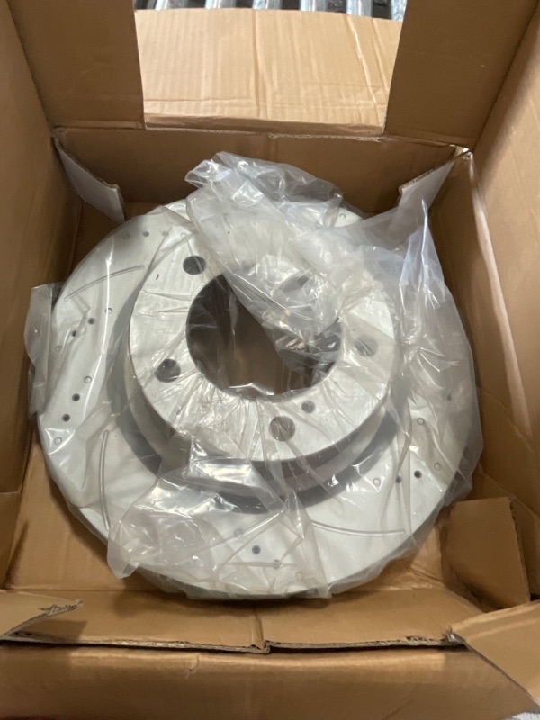 Photo 3 of Anpulsero Brake Pads And Rotors Kit Front Compatible with 2007-2021 Toyota Tundra/Toyota Sequoia Land Cruiser Lexus LX570 13.9In(354mm) G-coated Vented Drilled Slotted Rotors for 31482 & D1303-8419