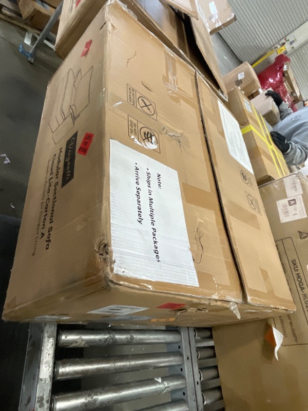 Photo 1 of ***3 BOXES***Vesgantti 142" Cloud Couch Sectional Modular Sofa, Comfy Sectional Couch with Ottoman Deep Seat Chenille L Shaped Sofa, Modular Couches for Living Room, Bedroom and Apartment, Light Brown