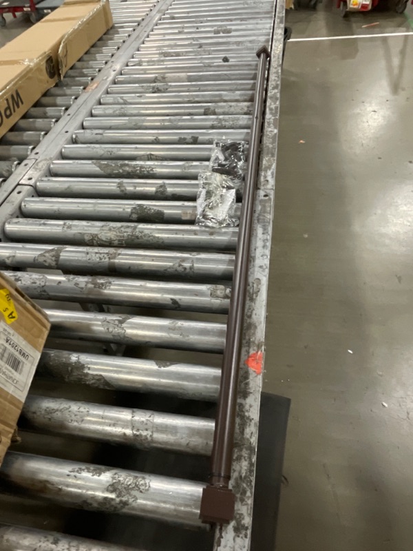 Photo 1 of 1" Curtain Rod Telescoping Single Drapery Rod 72-144 Inches, Square Finials, Bronze