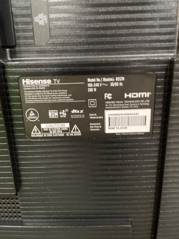 Photo 1 of ***tv gets power but screen does not turn on ***Hisense 85-Inch Class QLED 4K S7N CanvasTV Series Dolby Vision HDR Google Smart TV (85S7N, 2025 Model) - 144Hz, Art Mode, Anti-Glare Panel, Hi-Matte Display, UltraSlim Wall Mount & Frame Included