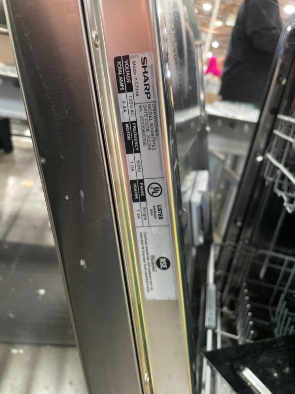 Photo 1 of ***PARTS ONLY***SHARP SDW6757ES Slide-In Dishwasher, Stainless Steel Finish, 24" Wide, Soil Sensors, Premium White LED Interior Lighting, Smooth Glide Rails, Heated Dry Option, Responsive Wash Cycles, Power Wash Zone