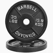 Photo 1 of  2-Grip Olympic Cast Iron Weight Plates, 2-Inch Hole, 35LB, Black with Silver