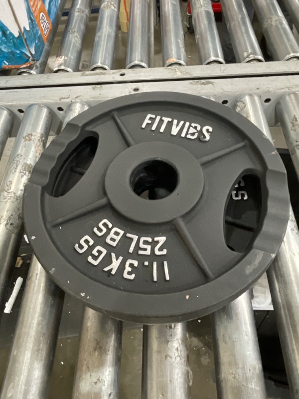 Photo 1 of 2-Grip Olympic Cast Iron Weight Plates, 2-Inch Hole, 2.5LB–45LB, Black with Silver Lettering