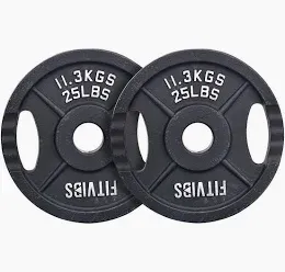 Photo 1 of 2-Grip Olympic Cast Iron Weight Plates, 2-Inch Hole, 2.5LB–45LB, Black with Silver Lettering