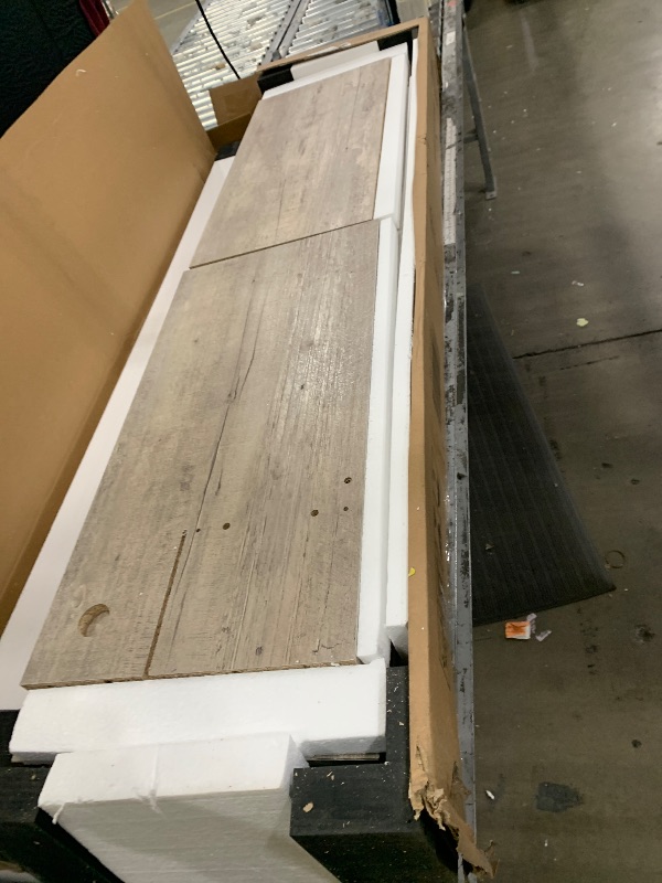 Photo 1 of **INCOMPLETE** ROCKPOINT 3 Sided Glass 59" Fireplace TV Stand for TVs up to 65inch, Media Entertainment Center with Glass Door Storage Cabinet,24" Electric Fireplace with LED Light and Flame Colors,Grey