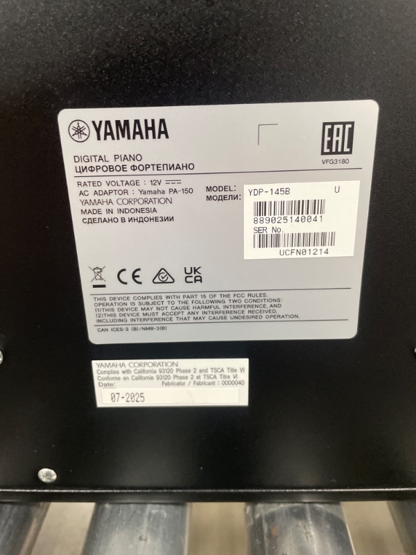 Photo 1 of ***NO POWER CORD***Yamaha YDP165 Console Digital Piano with Weighted 88-Key Graded Hammer 3 Action, CFX Concert Grand Piano Sound, Includes Bench (Black)
