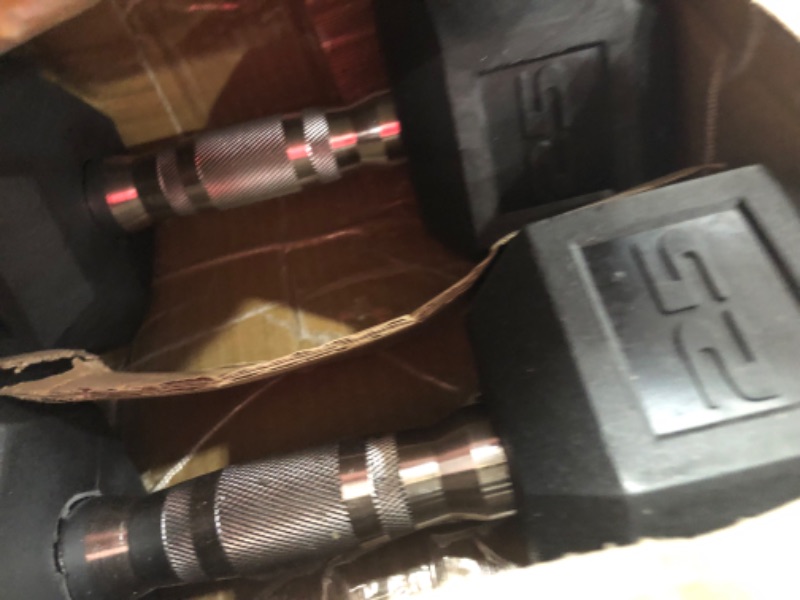Photo 1 of Barbell, 25lb Coated Rubber Hex Dumbbell, Pair