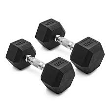 Photo 1 of Barbell, 25lb Coated Rubber Hex Dumbbell, Pair