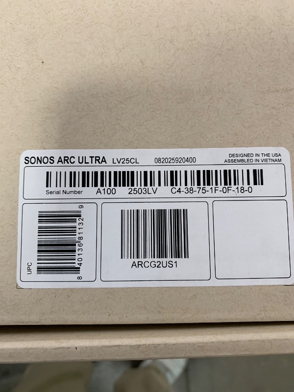 Photo 1 of **FACTORY SEALED**Sonos Arc Ultra Soundbar with Dolby Atmos and Voice Control - 9.1.4 Surround Sound for TV and Music - White