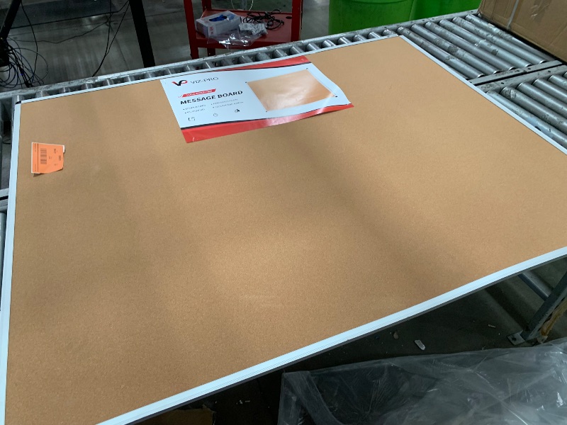 Photo 1 of *CHECK PHOTOS* VIZ-PRO Large Cork Bulletin Board, 60 X 48 Inches, Wall-Mounted Corkboard with Silver Aluminium Frame for School, Office, and Home 5' X 4'