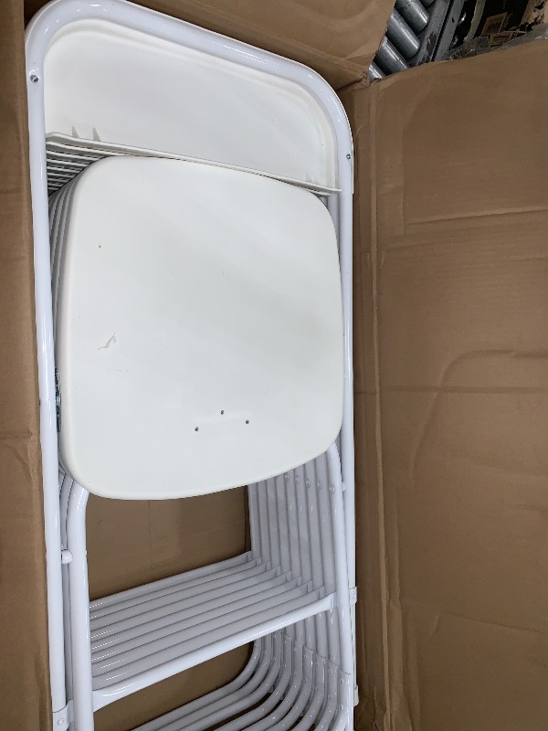 Photo 1 of **SEE NOTEs**Flash Furniture Hercules Set of 10 Indoor/Outdoor Heavy-Duty Plastic Folding Chairs, Foldable Commercial Stacking Chairs with 650-lb. Static Weight Capacity, White