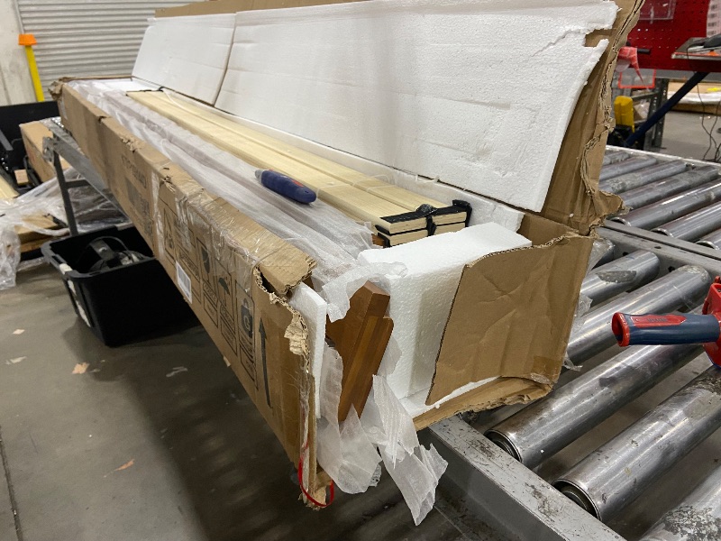 Photo 1 of **************MISSING PARTS****************
Merax Queen Size Bamboo Platform Bed,Modern Bed Frame with Upholstered Adjustable Headboard, Wood Slat Support, No Box Spring Needed, Easy Tool-Free Assembly, Brown+Beige