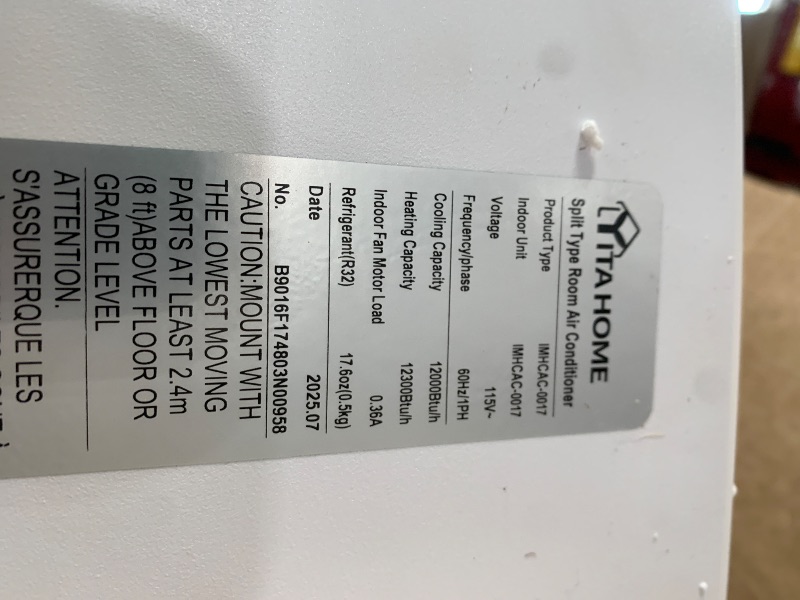 Photo 1 of ***incomplete/ one part only/ missing other box***
YITAHOME 12000 BTU Mini Split Air Conditioner Heat Pump System, Wifi Enabled 20 SEER2 115V Inverter Ductless AC Cool Up to 750 Sq. Ft, Compatible with Alexa, Complete Installation Kit, White