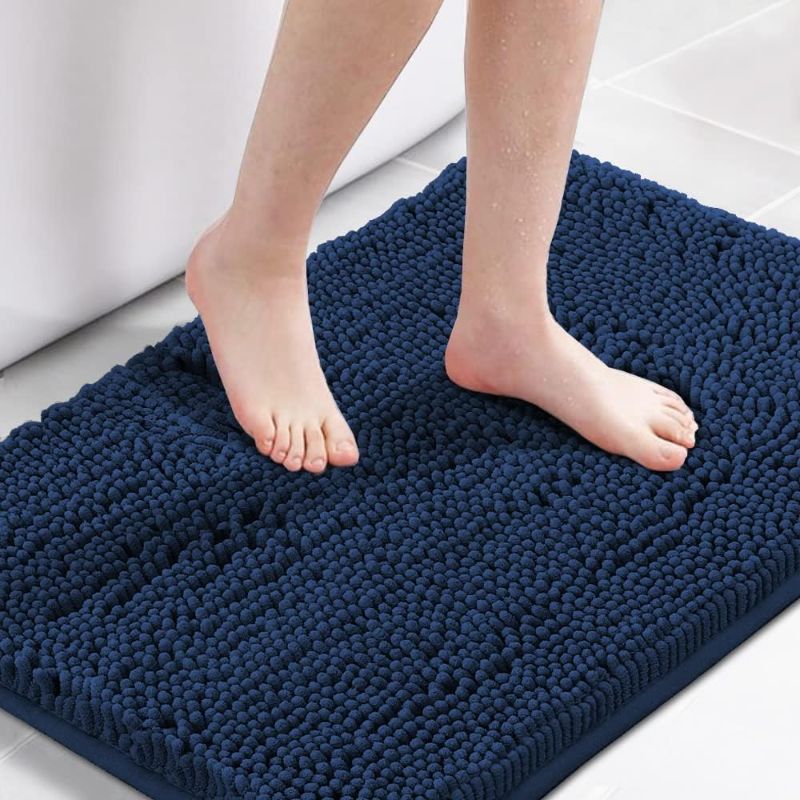 Photo 1 of 
H.VERSAILTEX Navy Blue Bath Rug, Bath Mat Non Slip Bath Mats for Bathroom Floor, Bathroom Rug Extra Thick Chenille Rug 17" x 24" Absorbent Soft Shaggy Washable Dry Fast Plush Rugs for