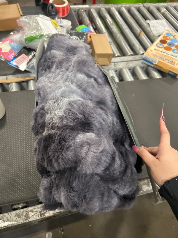 Photo 1 of  Faux Fur Throw Blanket for Couch - Fluffy soft grey 