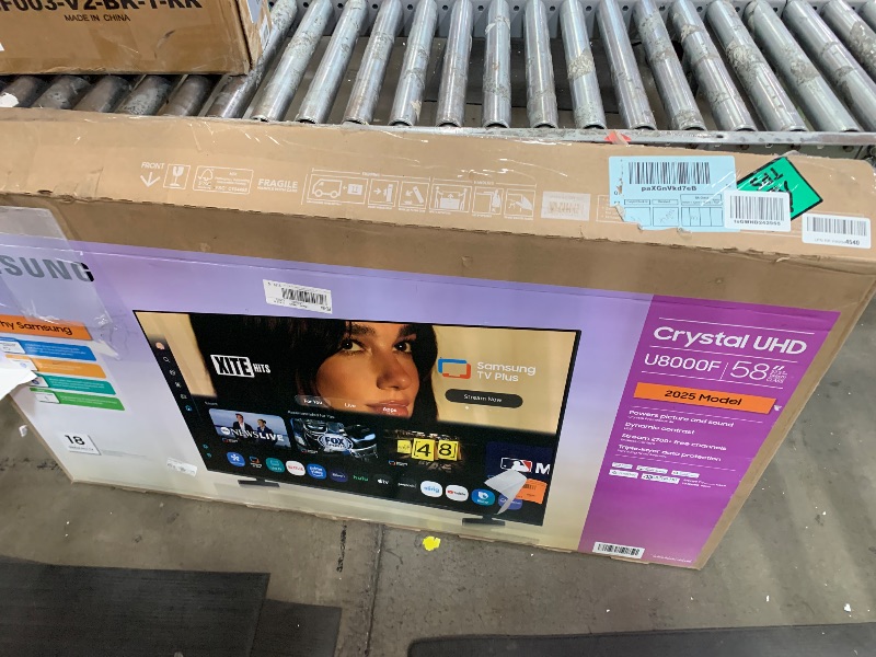 Photo 1 of **FOR PARTS ONLY**HEAVILY DAMAGED SCREEN**Samsung 58-Inch Class Crystal UHD U8000F 4K Smart TV (2025 Model) Endless Free Content, Crystal Processor 4K, MetalStream Design, Knox Security, Alexa Built-in **SCREEN IS DAMAGFE STILL TURNS ON ACCESSORIES INCLUD