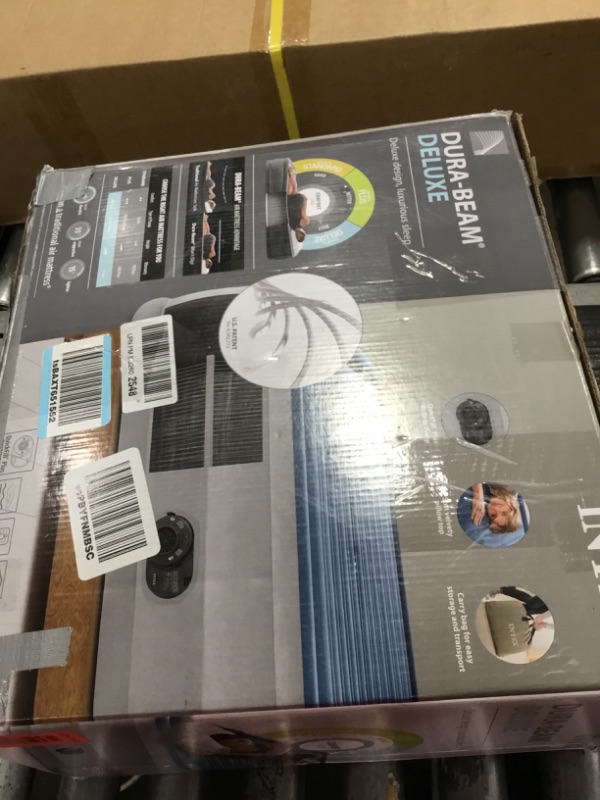 Photo 1 of ***(USED/ UNABLE TO TEST ITEM)***Intex: Dura-Beam Deluxe Comfort-Plush Air Mattress - 22" Queen Blue - Built-in Electric Pump, Durable Fiber-Tech, Carry Bag Included, 600lb Capacity