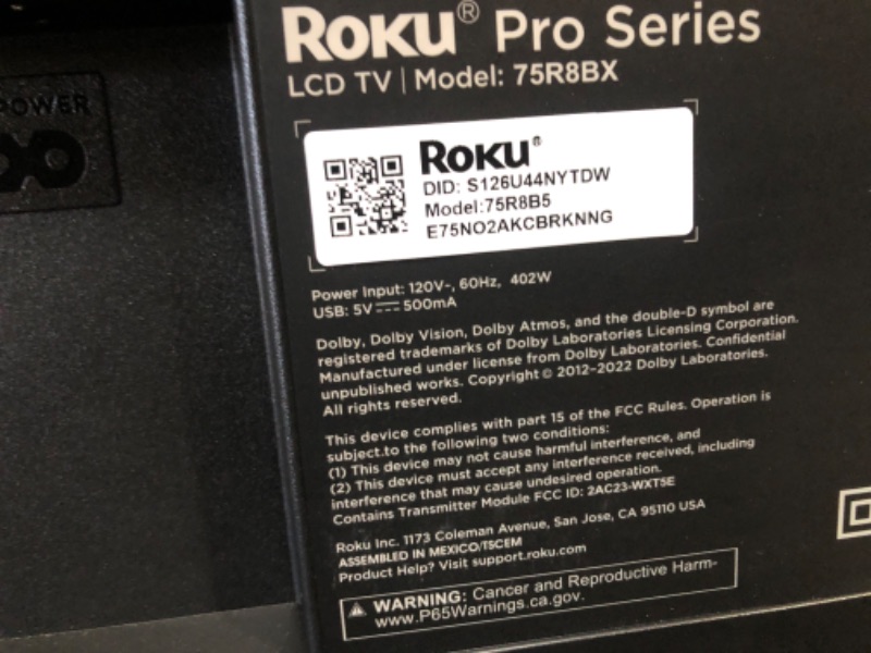 Photo 3 of Roku Smart TV – 75-Inch Pro Series 4K QLED RokuTV with Backlit Roku Voice Remote Pro, Dolby Vision IQ, 120Hz Refresh Rate – Live Local News, Sports, Gaming