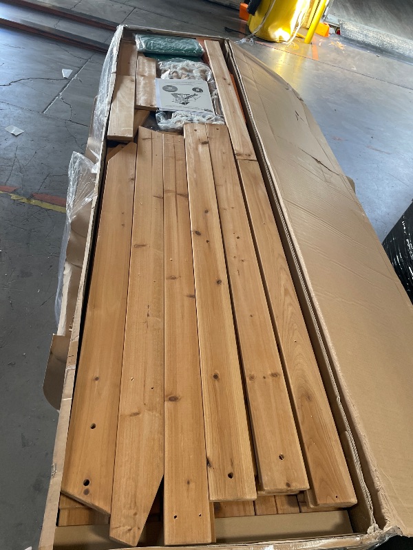 Photo 1 of ***PARTS ONLY/SEE NOTES*** Backyard Discovery Mount Mckinley Cedar Wood Swing Set with Wave Slide, Play Deck, Double Rock Wall, Rope Ladder, Web Swing, Belt Swings, Toy Telescope, Steering Wheel, Sandbox Area, Outdoor Playset