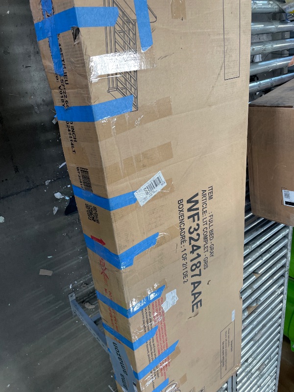 Photo 1 of *INCOMPLETE* Merax Teddy Fleece Full Size Upholstered Platform Bed with Hydraulic Storage System, Gray
