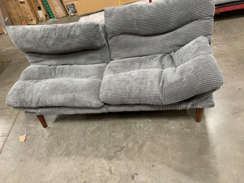 View 2 of *** TRUCK PICKUP ONLY *** Amada 66" Convertible Futon Sofa Bed, Corduroy Folding Futon Set with Adjustable Backrest &Armrests, Recliner Lounge for Living Room, Apartment or Office, Solid Wood Frame, Loveseat Sofa - Grey