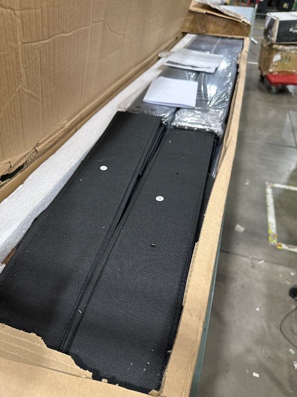 Photo 1 of *** PARTIAL SET - BOX 1/2 ONLY *** DWVO King Size Bed Frame with 4 Storage Drawers and RGB LED Lights, Velvet Upholstered Platform Bed with Charging Station and Bookcase Storage Headboard, No Box Spring Needed, Easy Assembly, Black