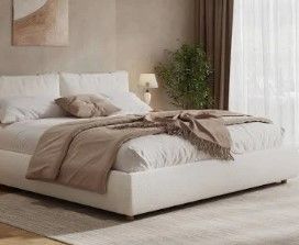 Photo 1 of ***PARTS ONLY***White Wood Frame Queen Upholstered Platform Bed