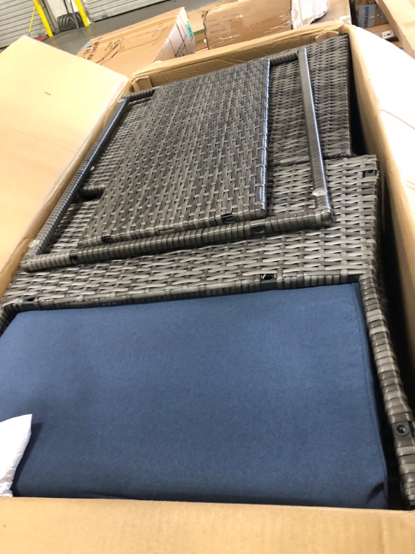 Photo 1 of **FOR PARTS ONLY**partial set/incomplete*
Wisteria Lane 4 Piece Patio Furniture Set, Wicker Outdoor Patio Conversation Furniture Set, All Weather Outdoor Patio Sofa with Cushion and Glass Table, Blue