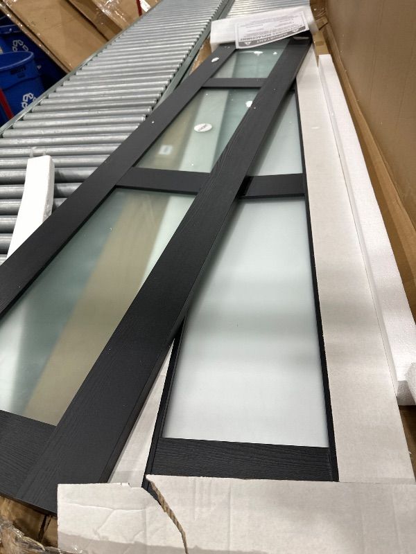 Photo 1 of *** PARTIAL SET *** SMARTSTANDARD 60in x 80in Closet Bifold Door with Bi-fold Door Hardware Kit Included, Tempered Frosted Glass Closet Door, Preassembled Panel, Water-Proof PVC Surface, Black